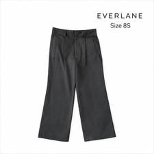 Everlane Women's Wide Leg Crop Pants Womens 8S Black Tencel Lyocell High Rise