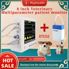 Veterinary Monitor 8 inch,Multiparameter for SPO2, ECG, NIBP, Temperature, ETCO2
