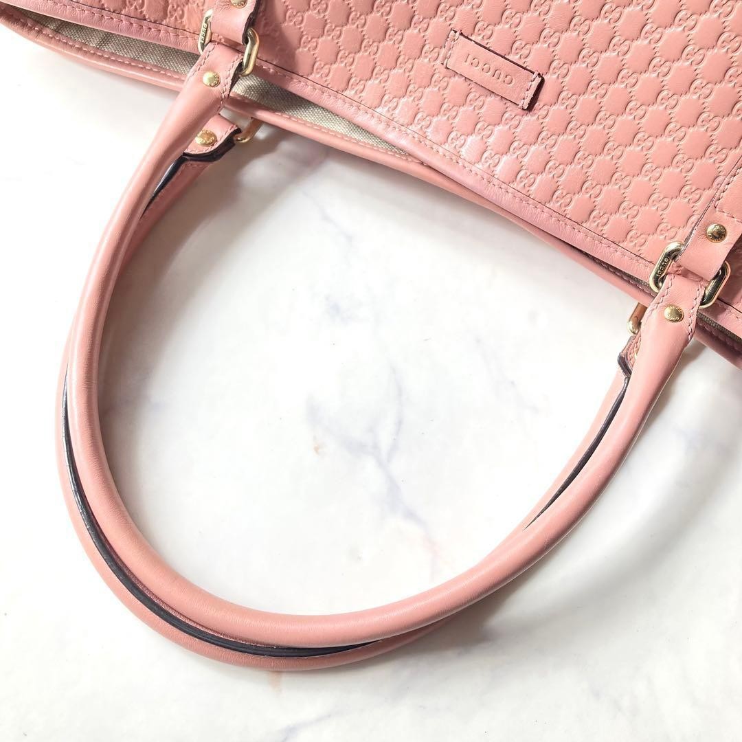 GUCCI Pink Leather Tote Bag with Logo Embossed, A4 Size, Authentic, Excellent thumbnail 6