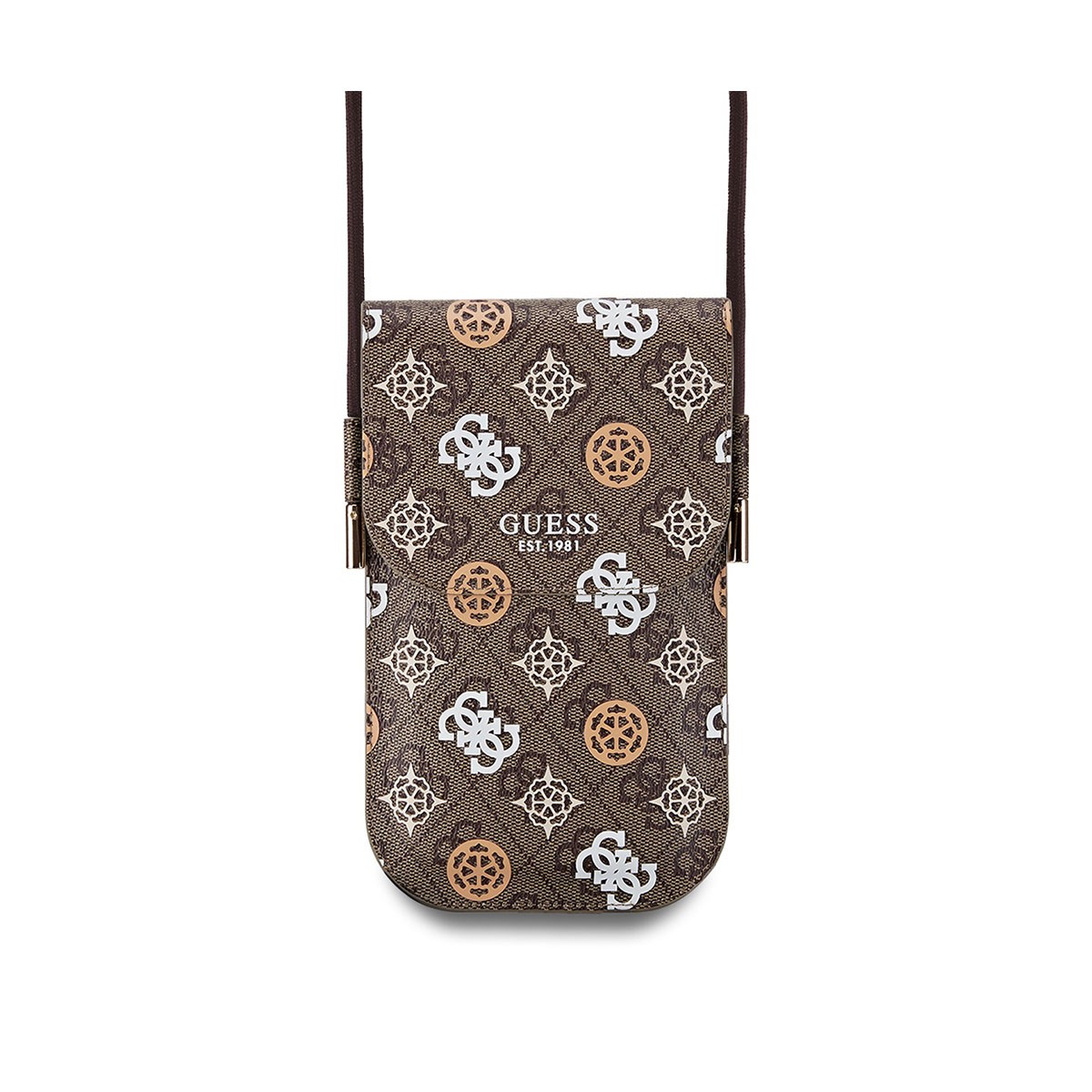 Sac à bandoulière pour smartphone universel 4G Pivoine avec porte-carte en cuir rose