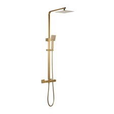 Niagara Observa Square Thermostatic Shower Set Wall Mounted Brushed Brass