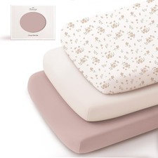 3 Pack Stretchy Bassinet Sheets for Baby Girls and Boys, 33"x21"