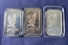 Vintage SilverTowne Mint Silver Bar 1 oz Lot Of 3 Different Backs Eagle Fronts