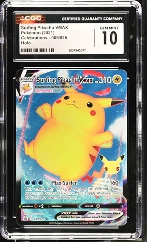 CGC 10 Surfing Pikachu VMAX 009/025 Pokémon Celebrations 2021 English
