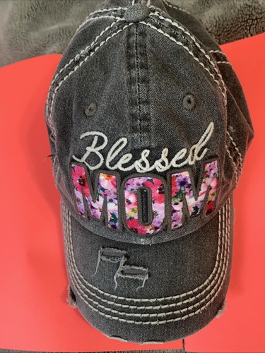 Blessed MOM- Distressed Hat Cap Adult Women's Adjustable Strapback-NWT-Ships FRE