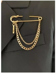 Authentic Men's & Women Safety Style Brooch Pin 14k Yellow Gold Plated 925 Sterling Silver
