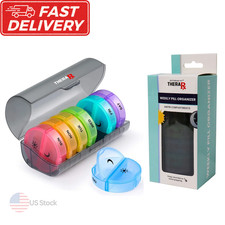 2 Times A Day AM PM Weekly Pill Organizer with Black Travel Case Large 7 Day