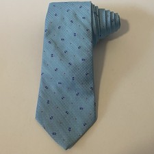 Brooks Brothers Men's Tie Light Blue Red 100 Silk Designer 59  by 3 1/4  