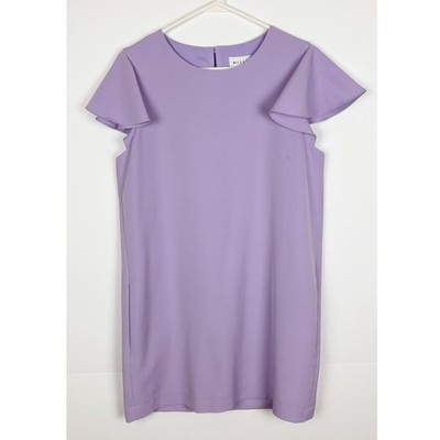 Milly Dress Women s Size 8 Shift Lavender Purple Flutter Sleeve Mini Pockets