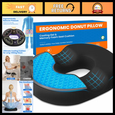Cooling Gel Memory Foam Donut Pillow Cushion - Large, Black, Comfort Support
