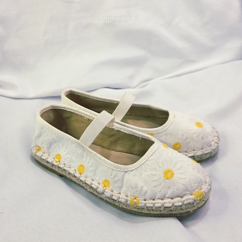 Cat & Jack Daisy Mary Jane Espadrille Shoes Girls 11 Slip On