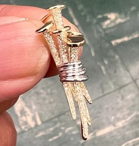 Authentic 1Ct Round Lab-Created Diamond Cluster Coffin Nail Pendant 14K Yellow Gold Plated