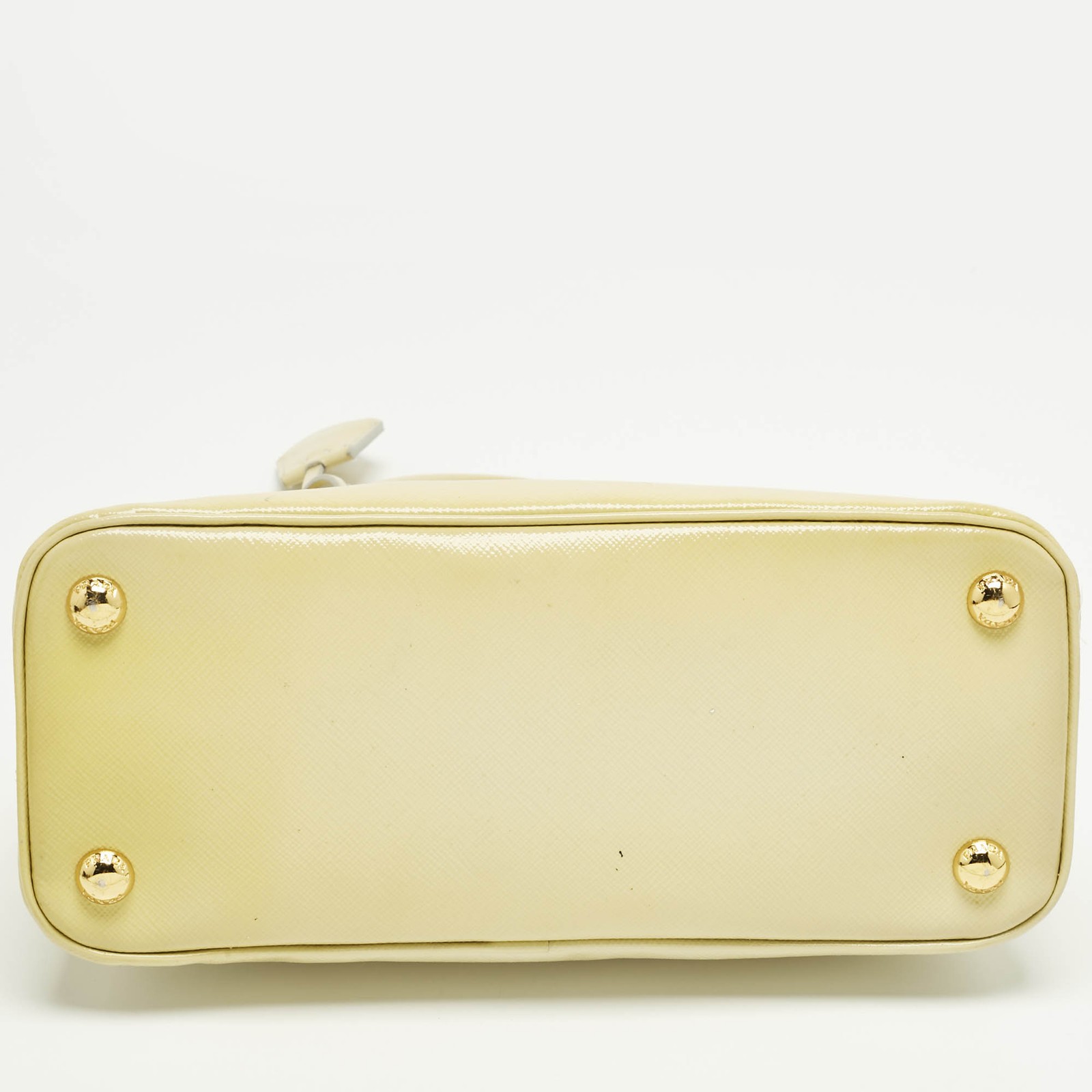 Prada Light Yellow Saffiano Patent Lux Leather Small Promenade Satchel thumbnail 7