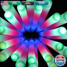 SHQDD 100 Pack LED Foam Glow Sticks 3 Modes Colorful Flashing
