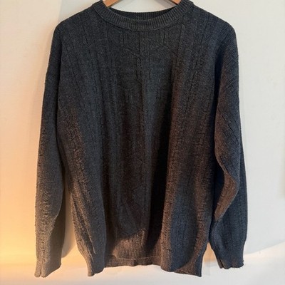 Vintage Christian Dior Men's Grey Orlon Acrylic Crewneck Sweater
