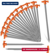 20 Pack Tent Stakes - 9.75 Inch Galvanized Non-Rust Ground Stakes Heavy Duty Can