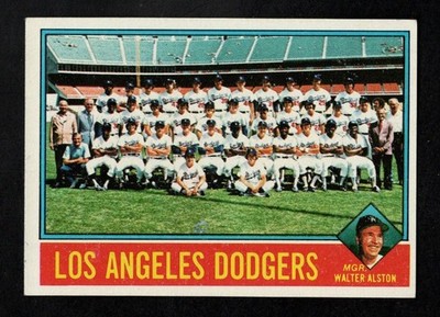 1976 Topps Baseball Card #46 LA Dodgers Team TC Walt Alston Unmarked EX