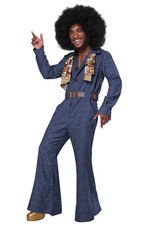 Brand New 70's Denim Jumpsuit Disco Adult Costume