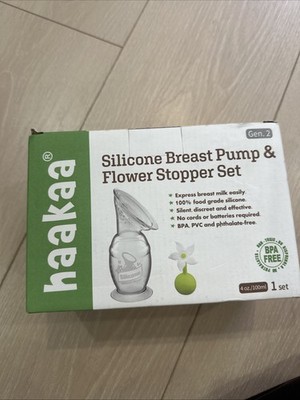 Haakaa Breast Pump 4oz Clear Gen 2 Silicone with Flower Stopper Suction Base