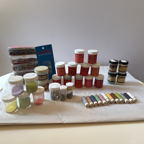Vintage Enamel Powder Lot Thompson Fire Brite Leaded Copper Enameling Supplies