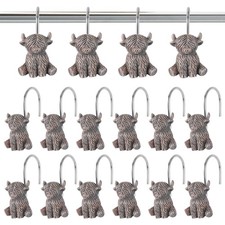 12 Pcs Highland Cow Shower Curtain Hooks, Stainless Steel Highland Cow Bathro...