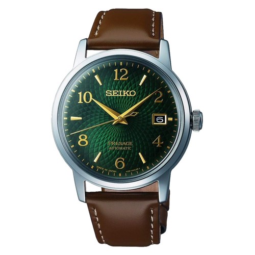 Seiko Presage Automatic Green Dial Brown Leather Strap Men’s Watch SRPE45