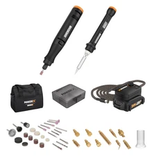 Worx 20V (2) PC MAKERX Combo: Rotary Tool + Wood/Metal Crafter (WX988L)