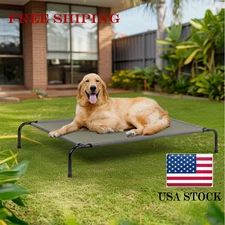 50" Cooling Elevated Dog Bed with Metal Frame Indoor Outdoor Raised Pet Cot