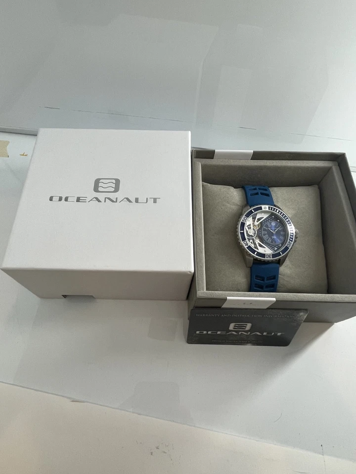 Oceanaut Reloj Hombre Marea Cuarzo Tono Plateado Caja Esfera Azul Correa Goma - OC09 Foto 2 de 4