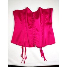 NWT Hot Pink Strapless Corset Lace Up Back Garters XL Coquette