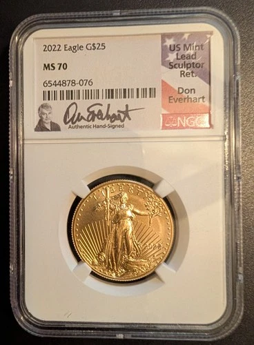 Gold 2022 Eagle $25 NGC MS 70 - Don Everhart signed