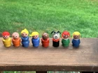 Vintage Lot of 8 Fisher Price Little People Family All WOOD Figures Straight Dog