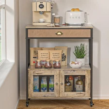 Large Coffee Bar Cabinet，3 Tiers Kitchen Coffee Cart with Drawer for The Home...