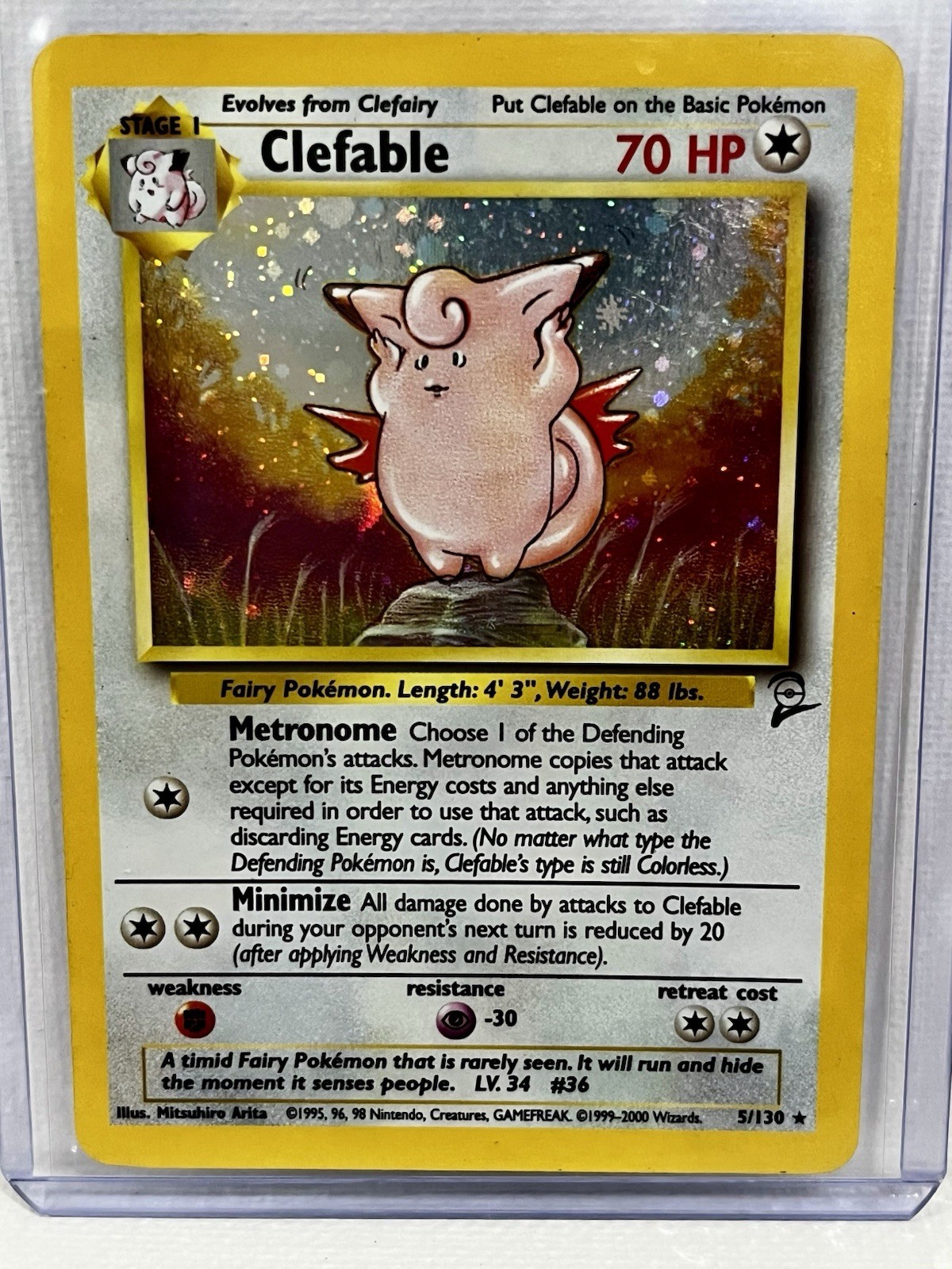 Clefable 5/130 Pokemon Base Set 2 Holo Rare Card WOTC NM