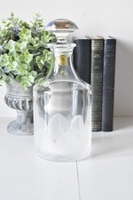 Cristal J G Durand Karaffe 'Florence' Frankreich mattiertes Blumenmuster Glas