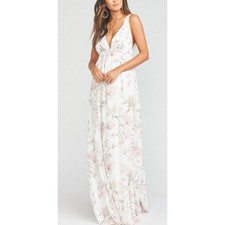 Show Me Your Mumu Floral Halter Maxi Dress Ivory Pink Small Boho Cottagecore