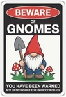 Beware of Gnomes Vintage Funny Gnome Tin Metal Signs Home Décor 8x12