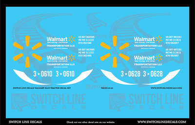 1:20 Scale Walmart White Tractor Decal Set