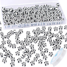 100Pcs Soccer Beads Polymer Clay Football Softball Beads Charms Soccer Ball Spac