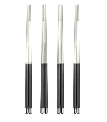 4 Paar Chinesische Essstäbchen Set Edelstahl Rostfrei Sushi Stäbchen Chopsticks - Bild 1 von 4