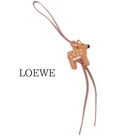 LOEWE Deer Bag Charm Brown Wool Felt Calf Leather Gold Anagram Logo Accessory