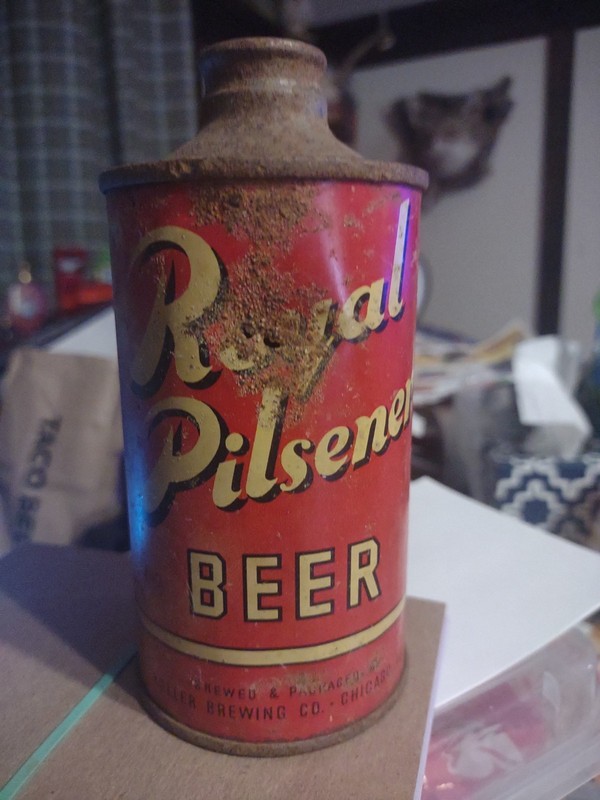 Royal Pilsner Beer, J Spout Style, Cone Top EMPTY Beer Can