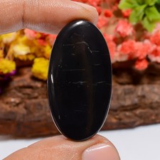 Natural Black Shungite 24Ct Oval 38X20X3mm Loose Gem Black Ring Making