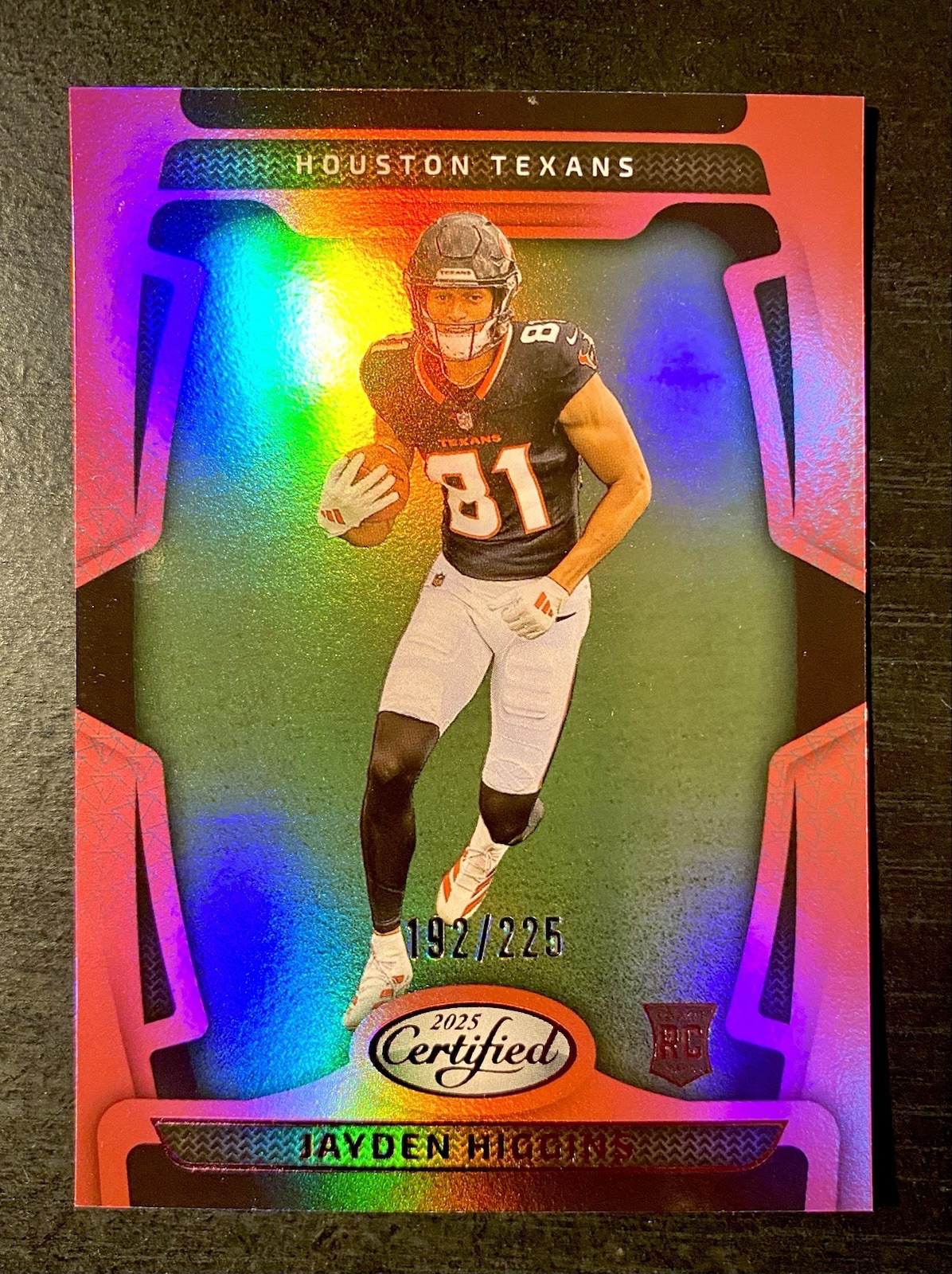 2025 Panini Cert. Rookies Jayden Higgins #130 Mirror Pink Numbered / 225 (RC)