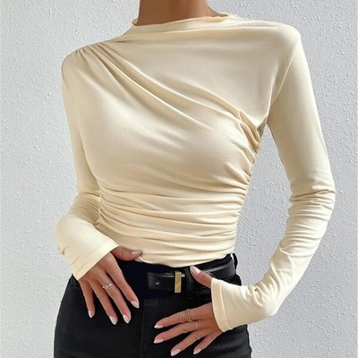 Basic Bottoming Top Elegant Y2K Streetwear For Casual Outfits Half High Collar