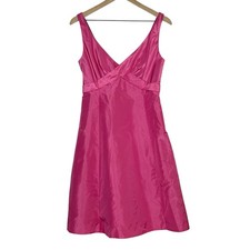 J.Crew Womens Silk Dress 4 Sleeveless V Neck Lined Pink Fit Flare Wedding Party