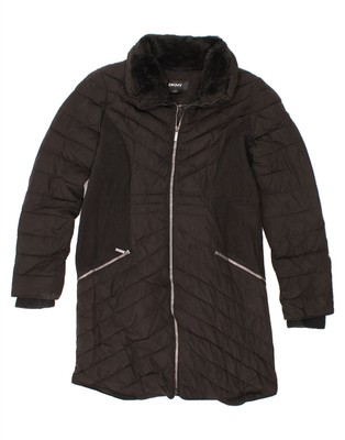 DKNY wattierter Damenmantel UK 10 Small schwarz Polyester BY06