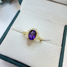 Natural Amethyst Ring, 925 Sterling Silver, Women's Gift, February Birthstone