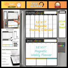 Magnetic Dry Erase Monthly Calendar Set - 17"x12" Planner  4"x12" List Board, 6