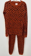 Hanna Andersson Kids 2-Piece Pajama Set Size 10 Organic Cotton Rust With Black P
